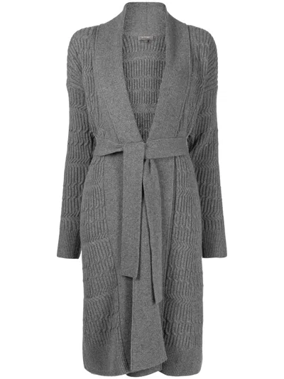 N•peal Knitted Tie-waist Cardi-coat In Grey