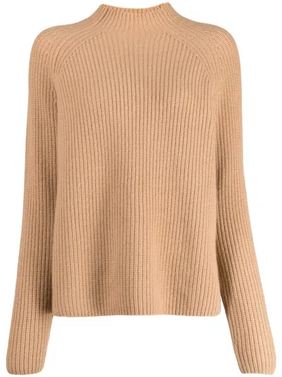 N•peal Mock-neck Cashmere Jumper In Brown