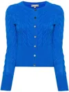 N•peal Myla Kaschmircardigan Mit Zopfmuster In Blau