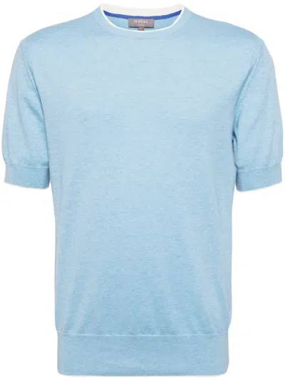 N•peal Newquay Fine-knit T-shirt In Blue