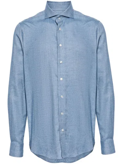 N•peal Plain Long-sleeve Shirt In Blue
