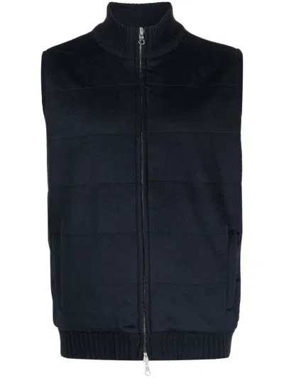 N•peal Quilted Cashmere Gilet In Blue