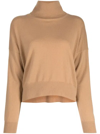 N•peal Relaxed Roll-neck Jumper In Brown