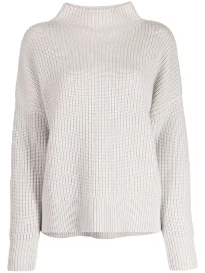 N•peal Ribbed-knit Funnel-neck Jumper In Grey