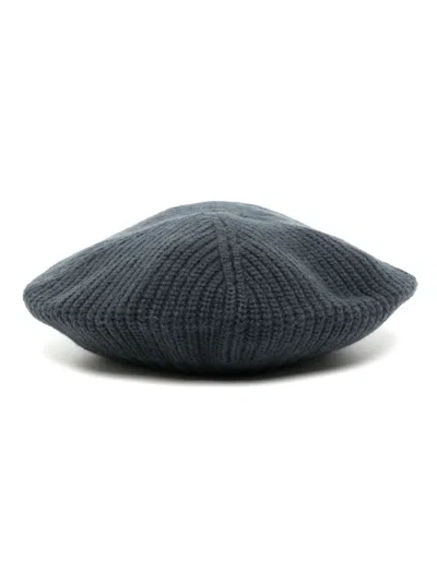 N•peal Ribbed Organic Cashmere Beret In Blue