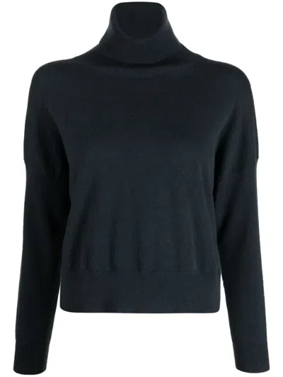 N•peal Roll-neck Ribbed-knit Cashmere Jumper In Blue