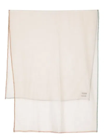 N•peal Contrasting-edge Detail Scarf In Neutrals