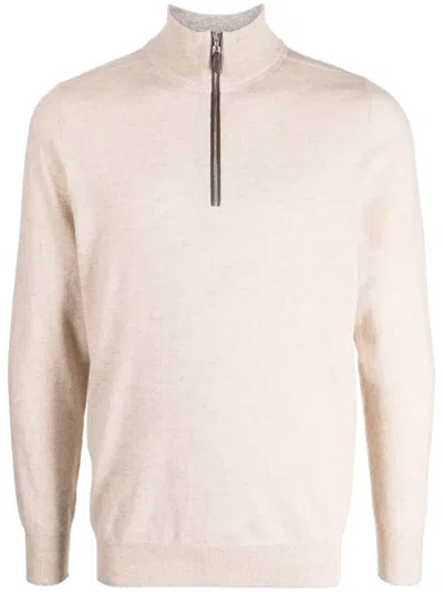 N•peal The Carnaby Half-zip Jumper In Neutrals