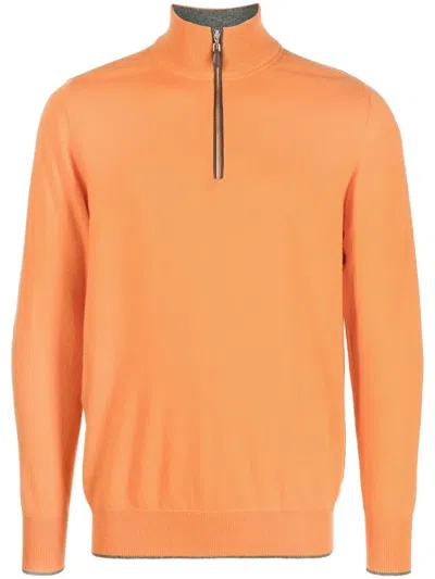 N•peal The Carnaby Half-zip Jumper In Orange