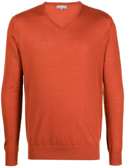 N•peal The Conduit V-neck Jumper In Orange