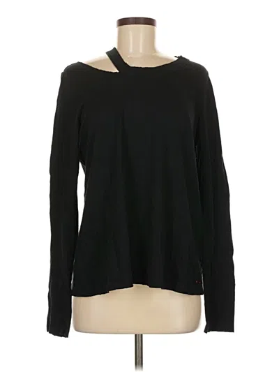 Pre-owned N:philanthropy Long Sleeve Top Black Keyhole Neckline Tops