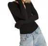 N:philanthropy Rio Split Neck Bodysuit In Black In Black