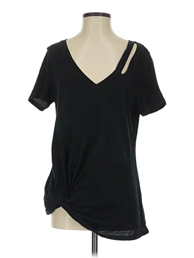 Pre-owned N:philanthropy Short Sleeve Top Black Keyhole Neckline Tops