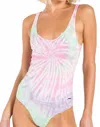 N:philanthropy Tie Dye Bodysuit In Pink Spiral In Green