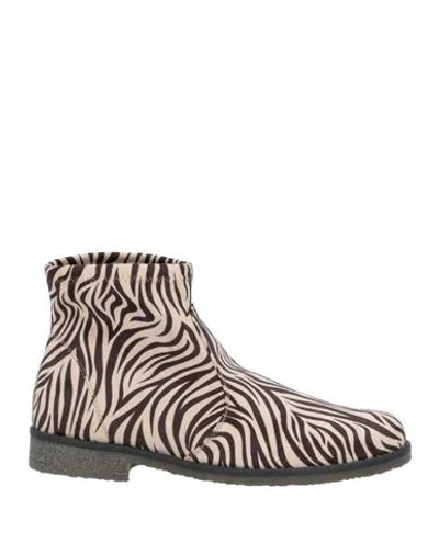 Nr Rapisardi Woman Ankle Boots Black Size 11 Textile Fibers In Beige