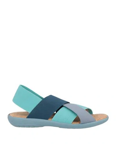 Nr Rapisardi Woman Sandals Turquoise Size 6 Textile Fibers In Blue