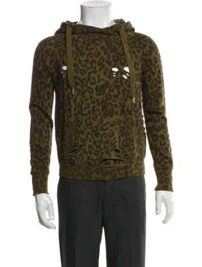 Pre-owned Nsf Animal Print Crew Neck Hoodie In Green
