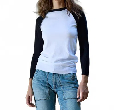 Nsf Aria Fitted Baby Rib Raglan Tee In White/black In Multi