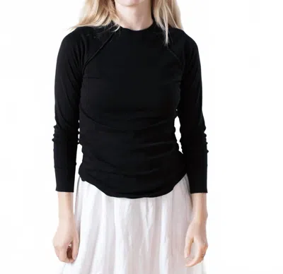 Nsf Aria Fitted Rib Knit Raglan Crew In Black