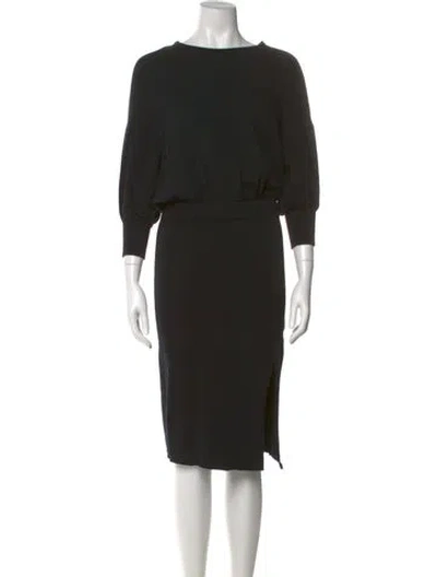 Pre-owned Nsf Bateau Neckline Midi Length Dress In Black