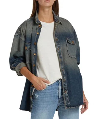 Nsf Busy Boyfriend Denim Shirt In Seine Wash In Multi