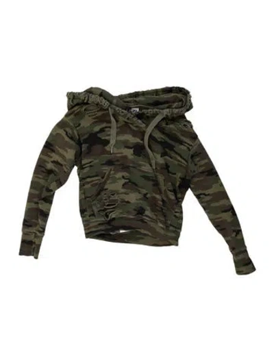 Pre-owned Nsf Camouflage Print Collar Hoodie In Green