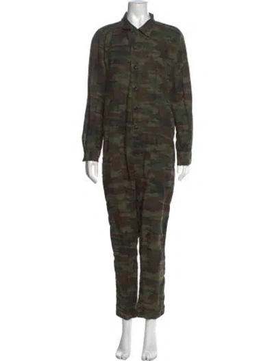 Pre-owned Nsf Camouflage Print Jumpsuit In Green