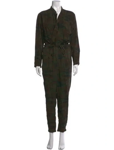 Pre-owned Nsf Camouflage Print Jumpsuit In Green