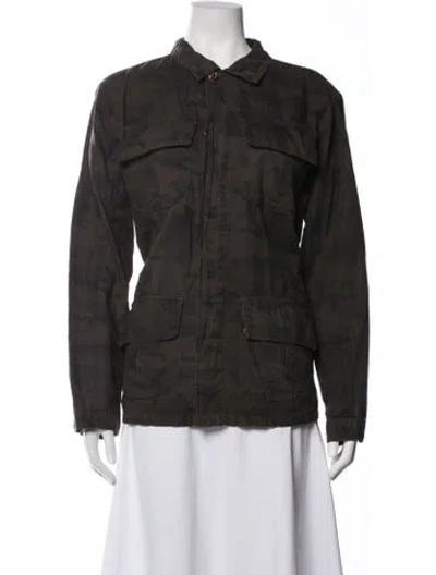Pre-owned Nsf Camouflage Print Utility Jacket In Brown/green