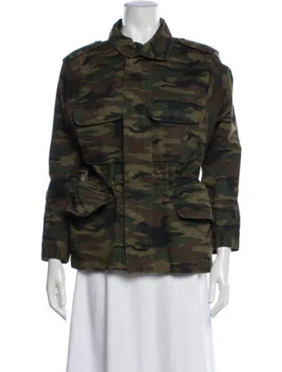 Pre-owned Nsf Camouflage Print Utility Jacket In Green