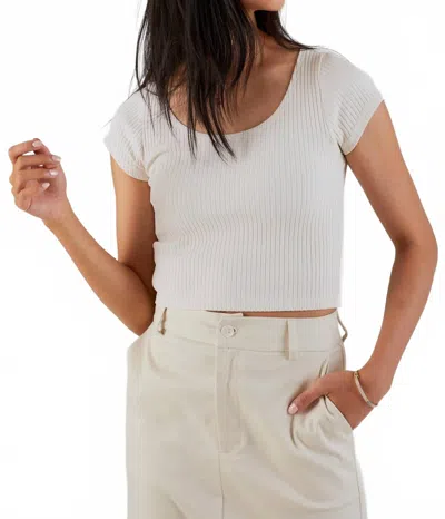 Nsf Chasse Rib Short Sleeve Ballet Tee In French Vanilla In White