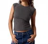 Nsf Chloe Fitted Raglan Muscle Tee In Vintage Black In Gray
