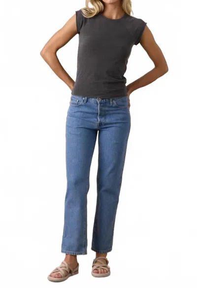 Nsf Chloe Fitted Raglan Tee In Faded Black In Gray