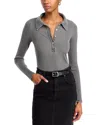 Nsf Clothing Ali Long Sleeve Ribbed Polo Tee In Faded Black