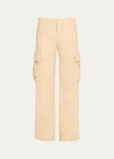 Nsf Clothing Bennett Straight Relaxed Linen-blend Cargo Pants In Pigment Naturale