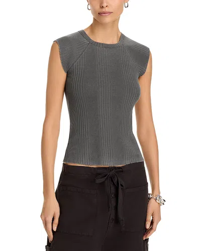 Nsf Clothing Chloe Ribbed Raglan Tee In Faded Black