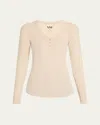 Nsf Clothing Cody Fitted Snap Henley In Ivory