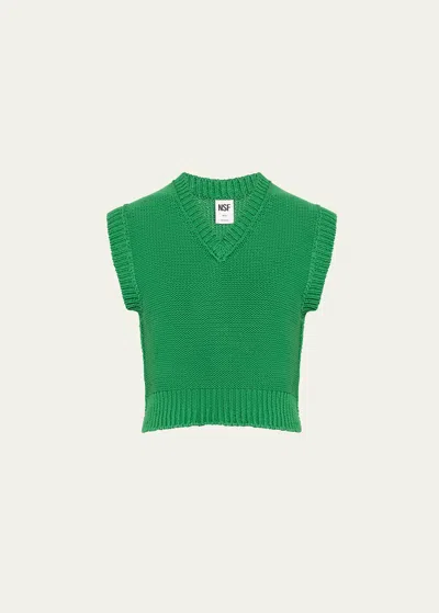 Nsf Clothing Cruz Shrunken Organic Cotton Knit Vest In Kelly Green