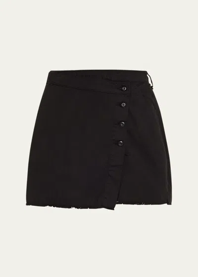 Nsf Clothing Everly Cotton Canvas Mini Wrap Skirt In Black