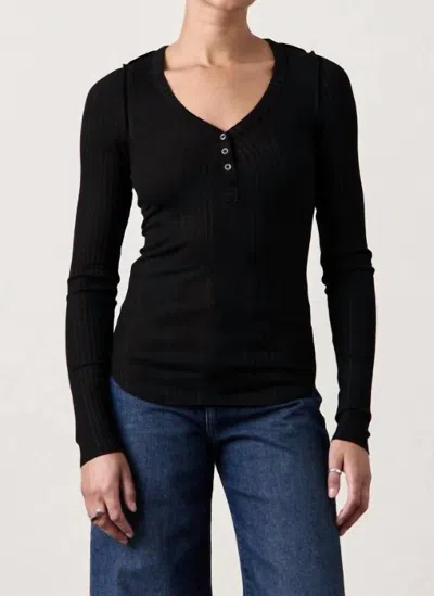 Nsf Cody Fitted Snap Henley In Black