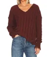 Nsf Everlyn V-neck Sweater In Veneer In Burgundy