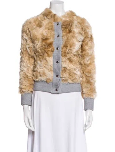 Pre-owned Nsf Faux Fur Floral Print Faux Fur Jacket In Neutral