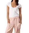 Nsf Gia Fitted Rib Scoop Neck Tee In Chalk In White