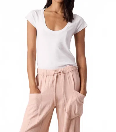Nsf Gia Fitted Rib Scoop Neck Tee In Chalk In White