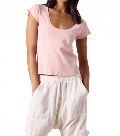 Nsf Gia Fitted Rib Scoop Neck Tee In Rosy In Pink