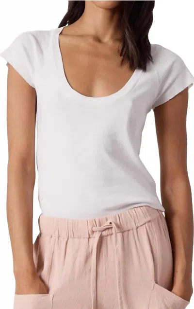 Nsf Gia Fitted Rib U Neck Tee In Chalk In White