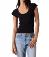 Nsf Gia Fitted Scoop Neck Tee In Black In Black