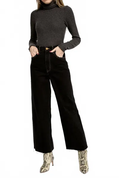 Nsf Lani Turtleneck Top In Charcoal In Pattern