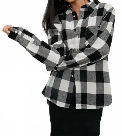 Nsf Levi Relaxed Shirt In Flour Check In Black