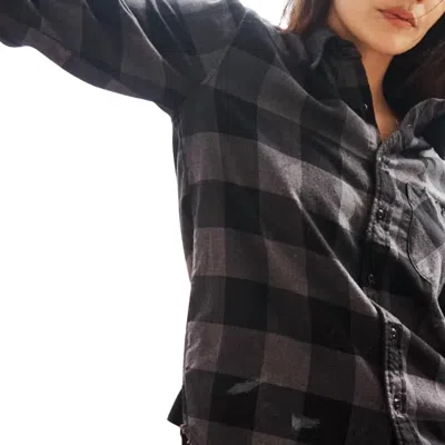 Nsf Levi Shirt In Charcoal Check In Multi